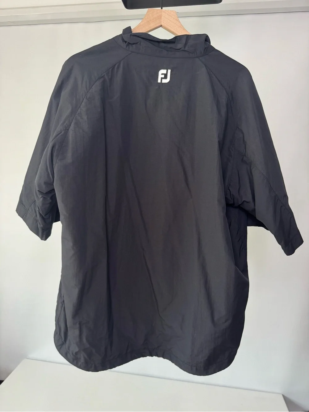 FootJoy FJ Golf Wind Pullover Jacket Men’s L Black White 1/2 Zip Short Sleeve